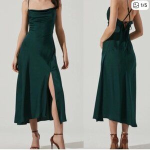 ASTR The Label Brown Gaia Satin Slip Midi Dress NWT Sz S